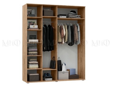 Шкаф 4-х створчатый Портофино  (Ш-1800 × В-2236 × Г-546 мм) Дуб Крафт/Бетон