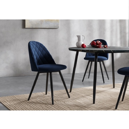 Комплект стульев Диор (2 шт), черный велюр синий