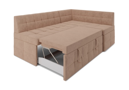 Кухонный угловой диван дельфин Атлантис велюр бежевый